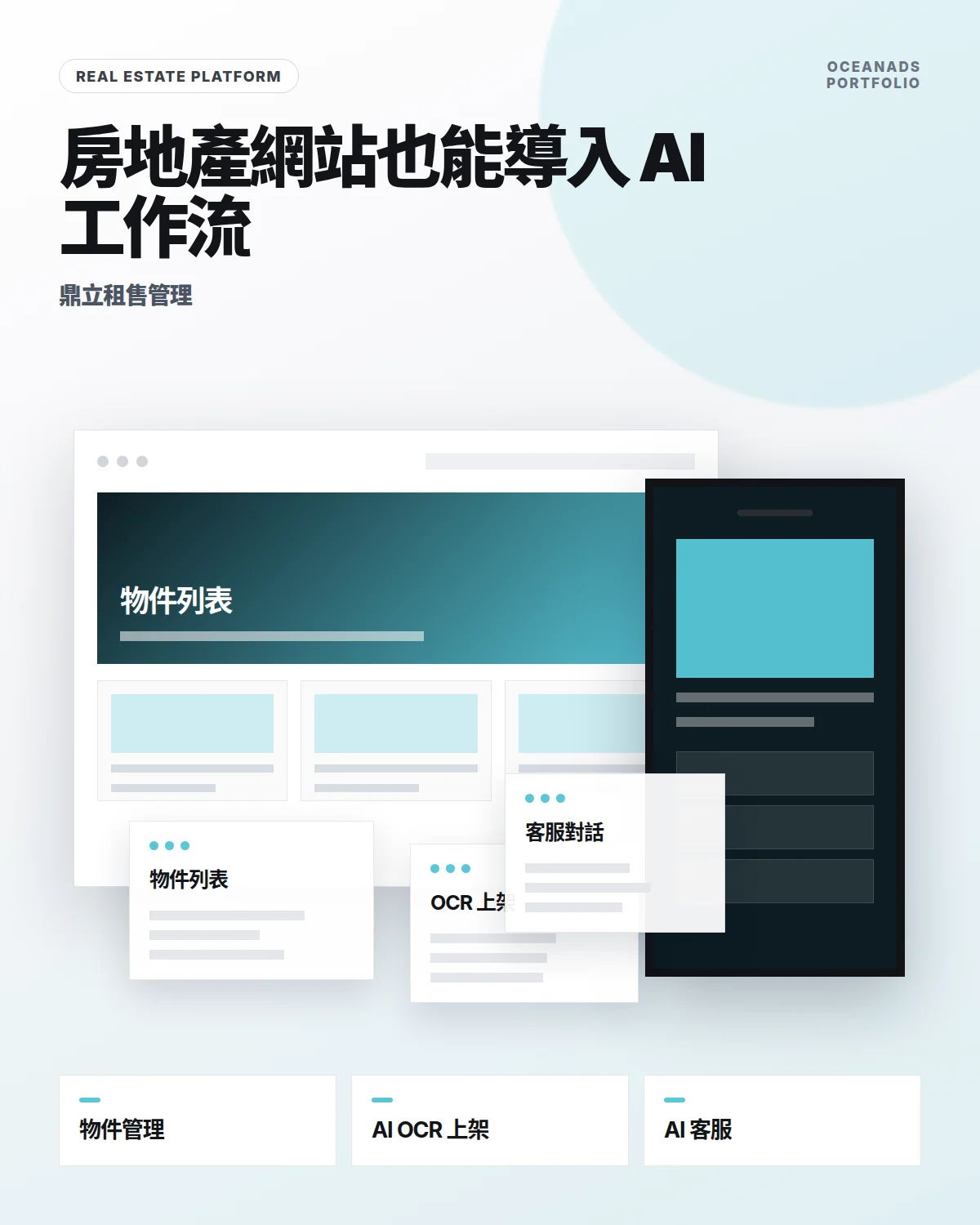 房地產網站平台開發案例｜鼎立租售管理 AI OCR 上架與 AI 客服系統作品展示｜台中網站設計公司