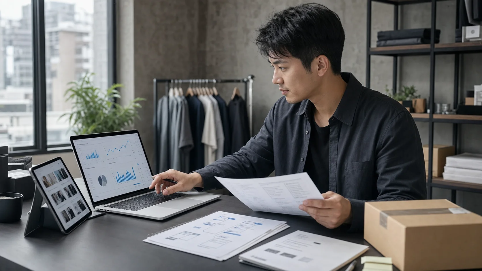台灣網路商店經營者在工作室比較網站、SEO、Google Ads 與訂單數據
