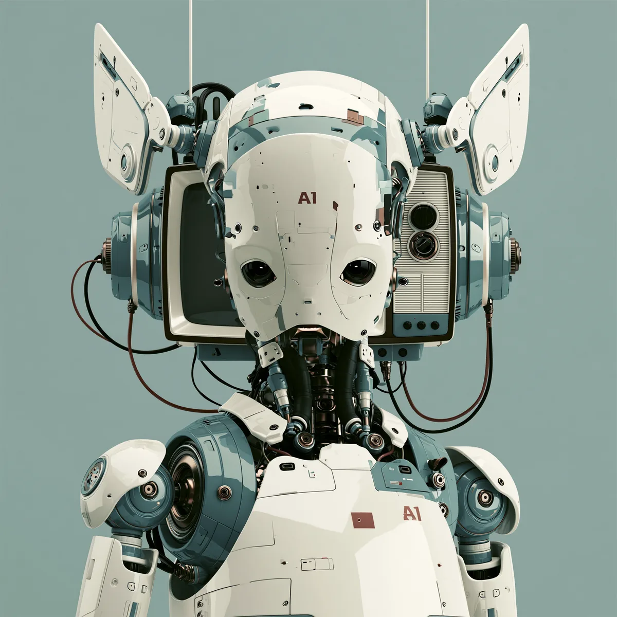 復古未來風格的機器人形象，象徵 Telegram Bot 作為網站的智能助手與後台通知中心